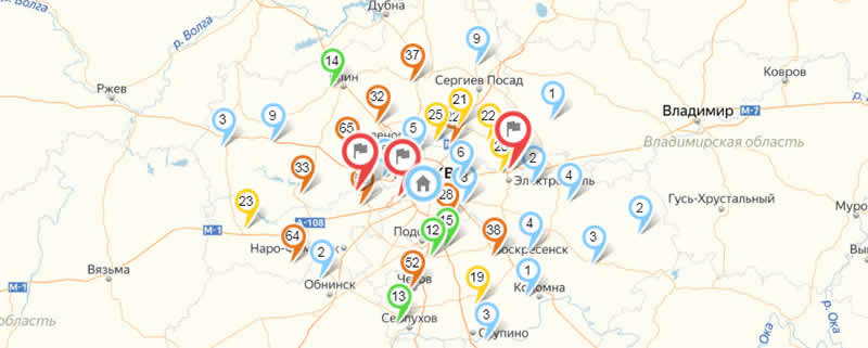 Карта автономной газификации Московской области.