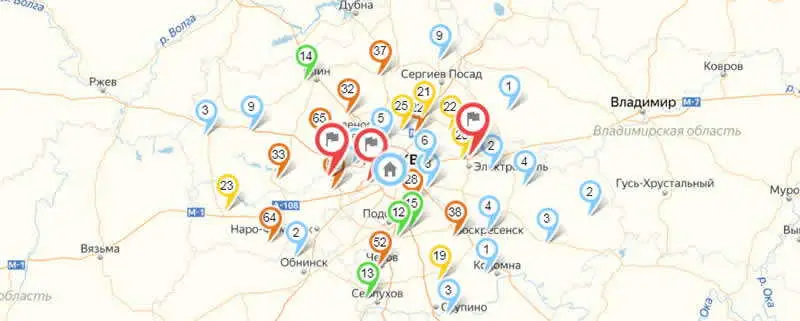 Карта автономной газификации Московской области.